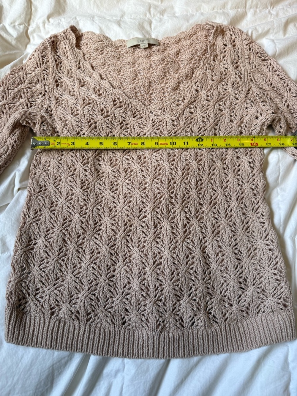 LOFT Womens Open Knit V-Neck Sweater - Blush - Picture 3 of 6